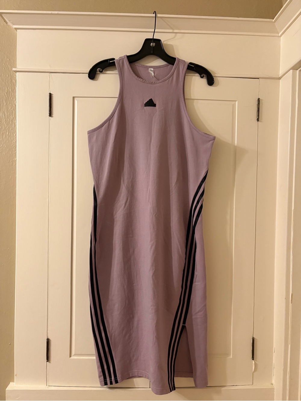 adidas Lavender Midi Tank Dress with Black Side Stripes